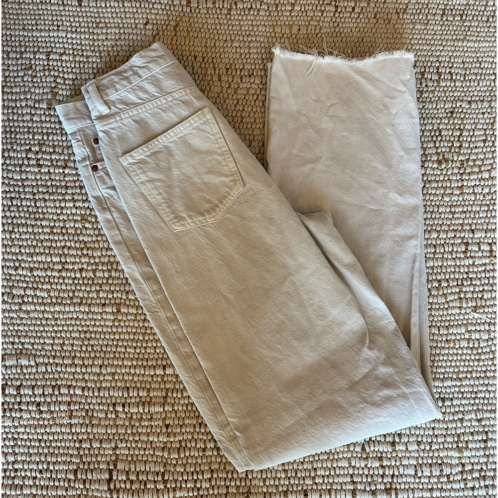 ZARA 90s Full Length High Waisted Pants Cream